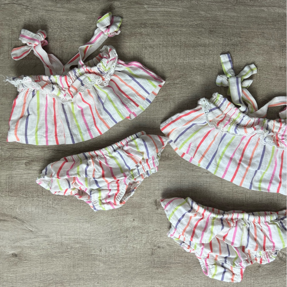 Jessica Simpson Baby Girl Two Piece Striped set 3-6 Months